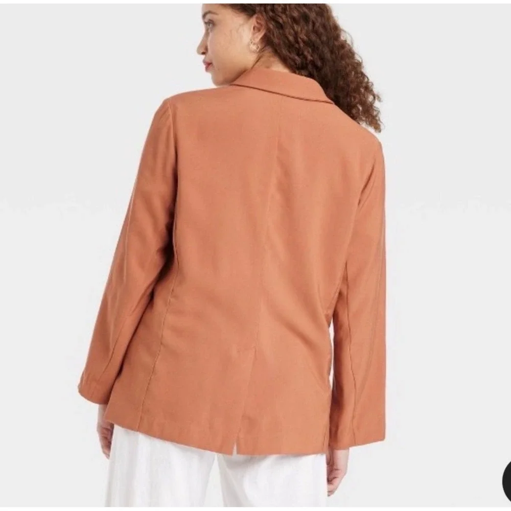 A New Day Womens Essential Blazer Double-Breasted Tan Terracotta Small NWT